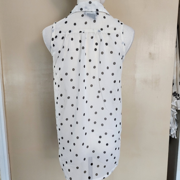 Cream/Black Polka-Dot Button-Down Shirt, Women's S - Picture 2 of 7
